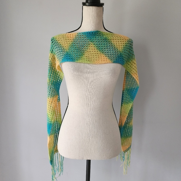 Peruvian Alpaca Genuino Hand Made Ombre Fringed Scarf - Picture 3 of 7